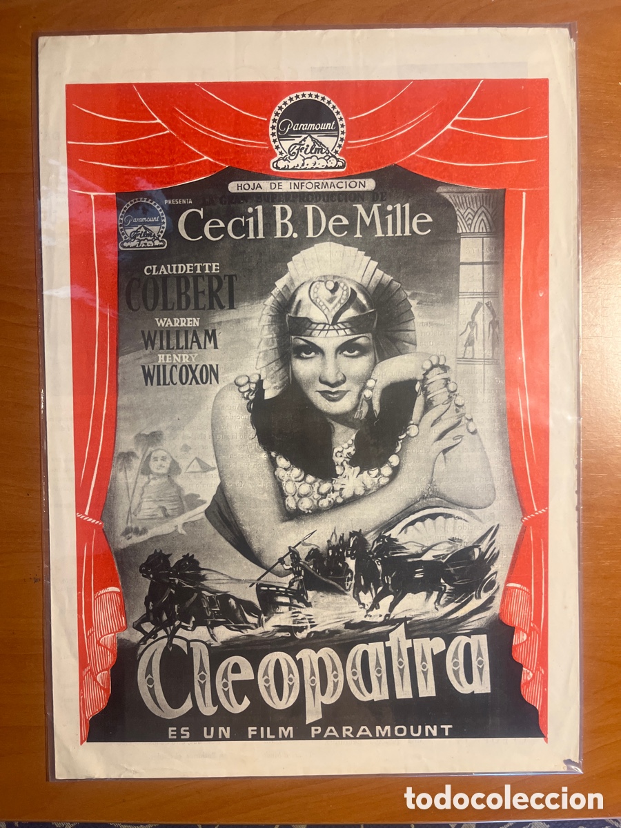 Cine: CLEOPATRA HOJA DE INFORMACI&Oacute;N, (PARAMOUNT FILM)