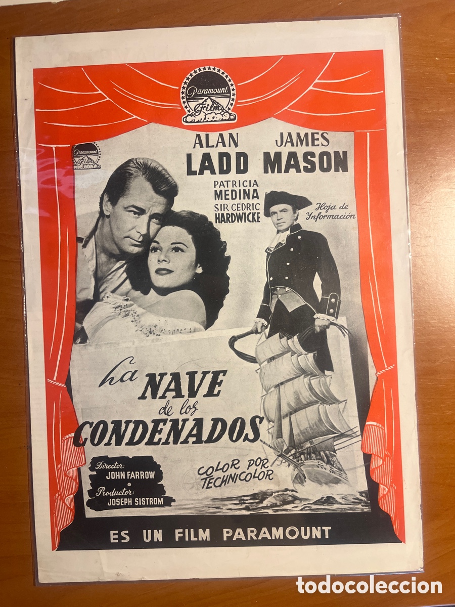 Cine: LA NAVE DE LOS CONDENADOS HOJA DE INFORMACI&Oacute;N, (PARAMOUNT FILM)