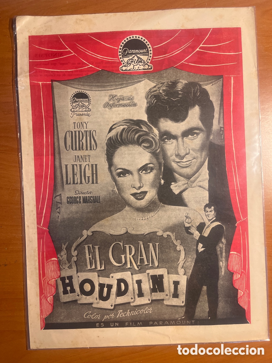 Cine: EL GRAN HOUDINI HOJA DE INFORMACI&Oacute;N, (PARAMOUNT FILM)