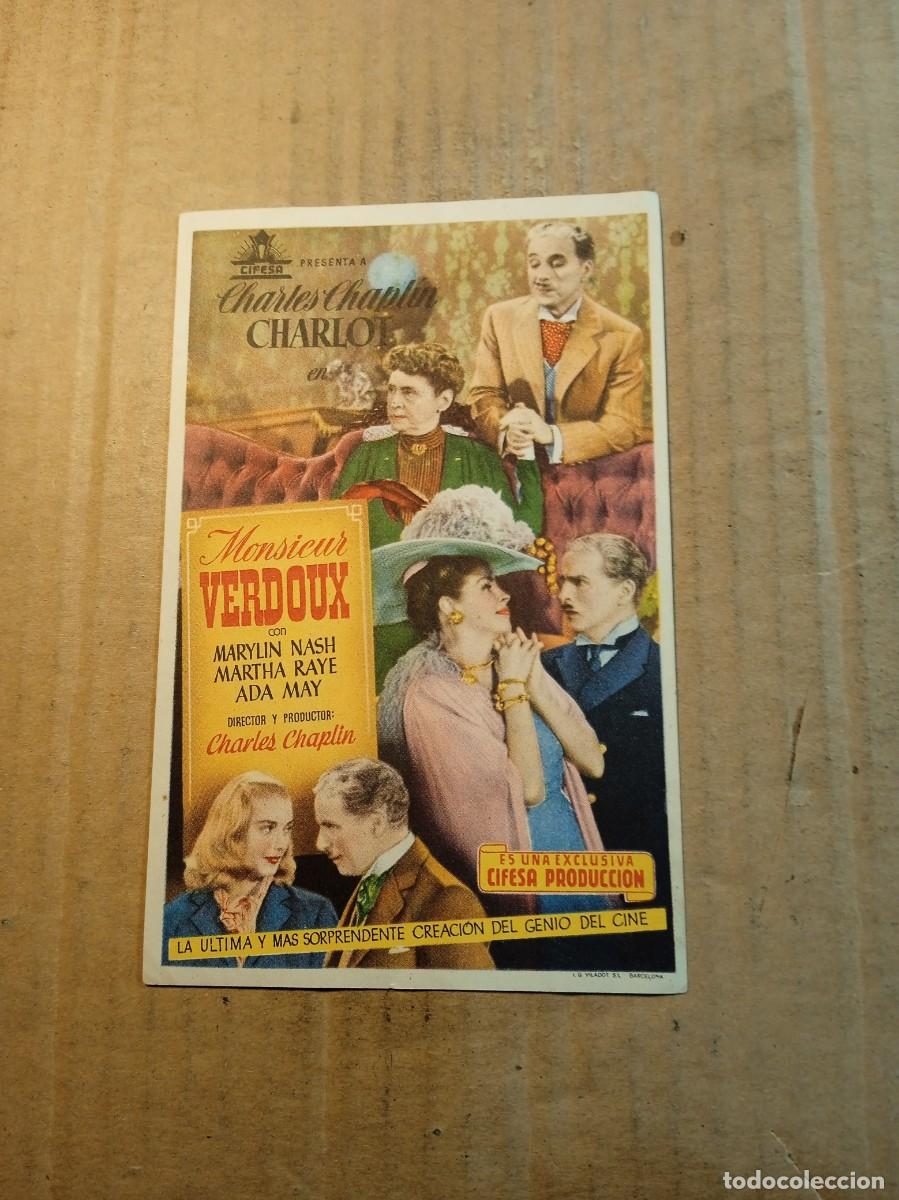 Cine: FOLLETO DE MANO SIN PUBLICIDAD MONSIEUR VERDOUX