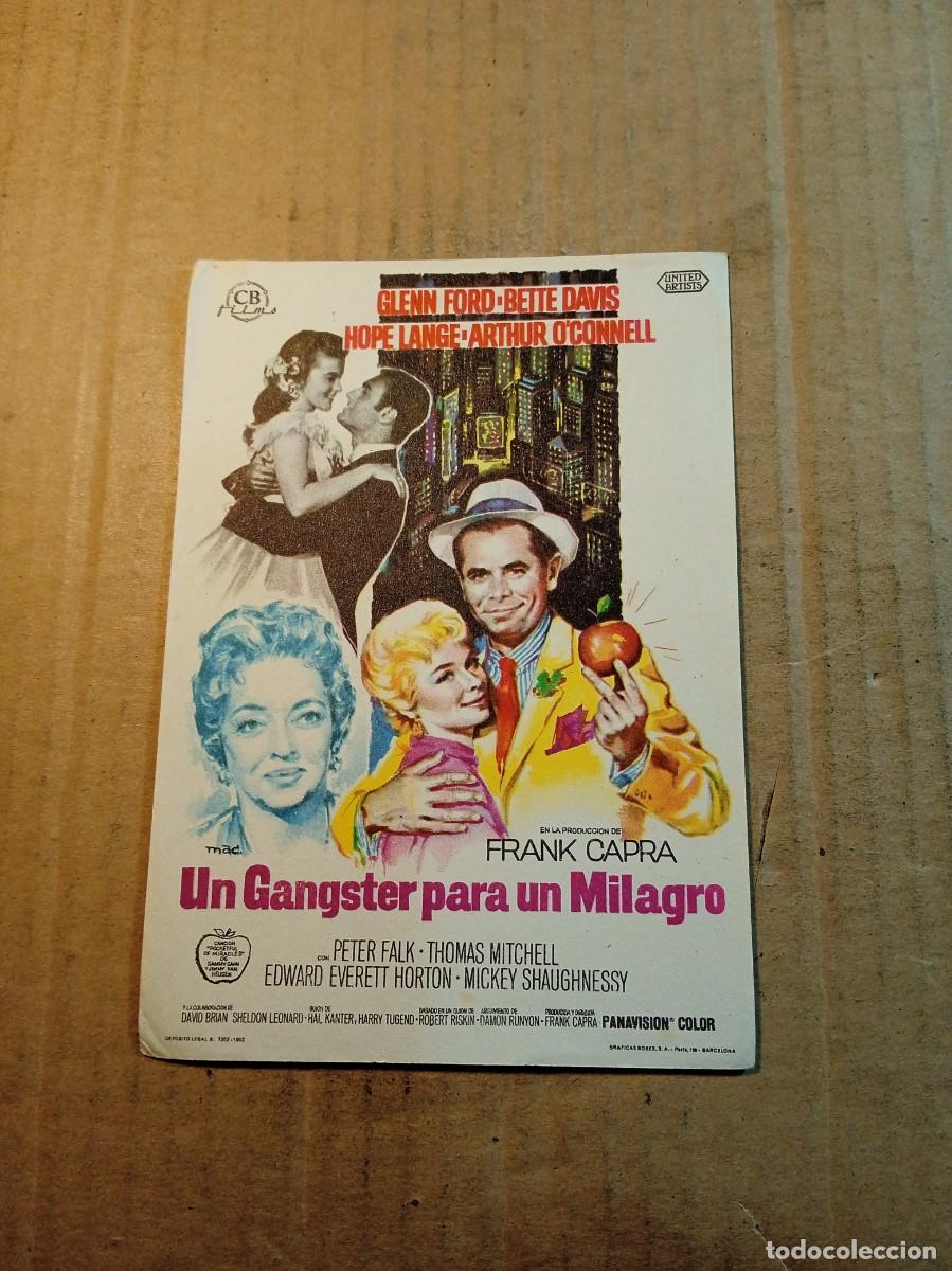 Cine: FOLLETO DE MANO SIN PUBLICIDAD UN GANGSTER PARA UN MILAGRO