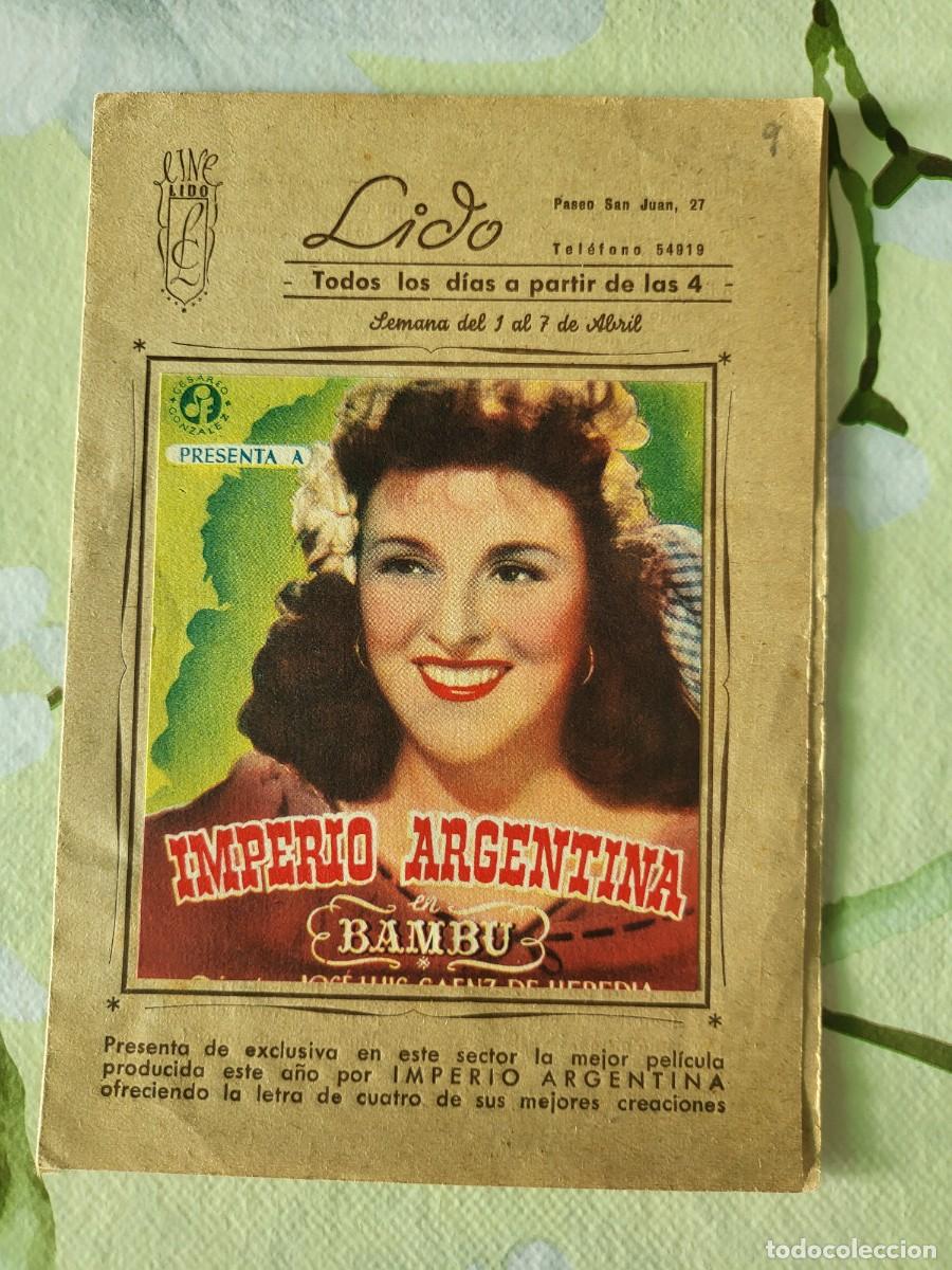 Cine: Imperio Argentina programa de mano doble cancionero de la pel&iacute;cula Bamb&uacute;...