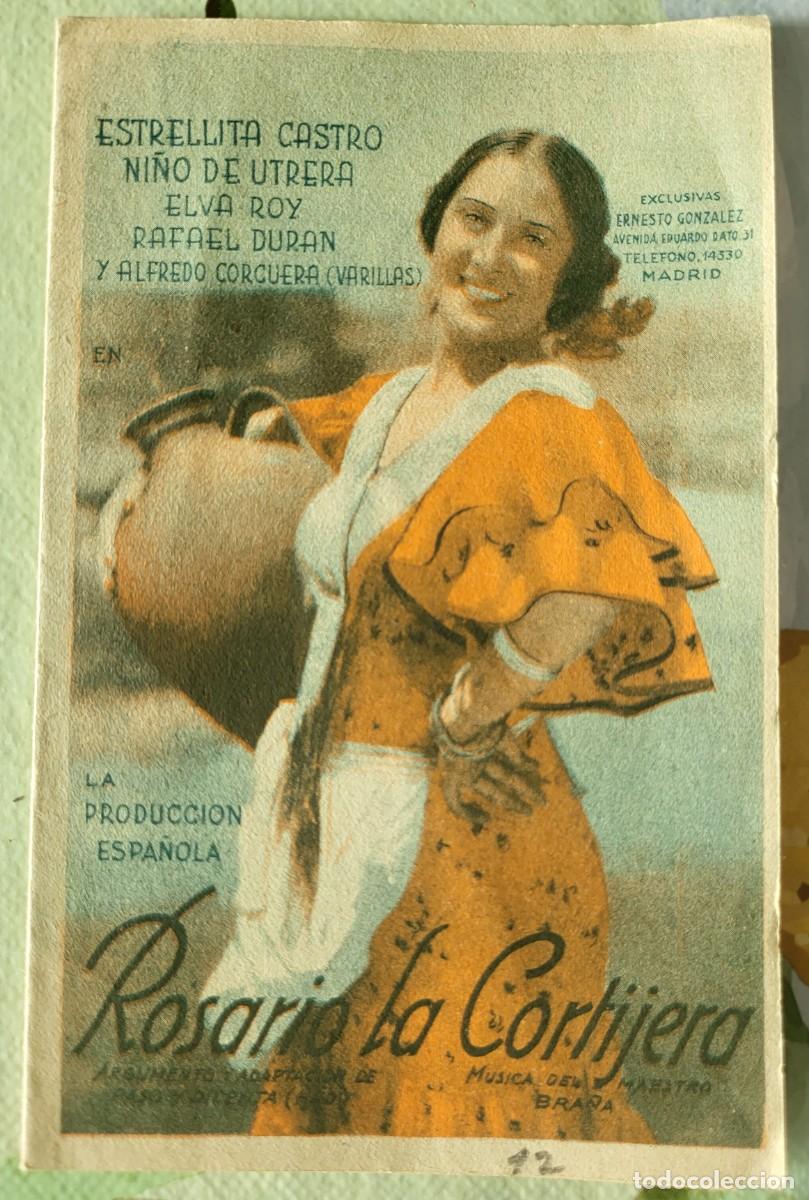 Cine: Estrellita Castro programa de mano doble de la pel&iacute;cula Rosario la cortijera...