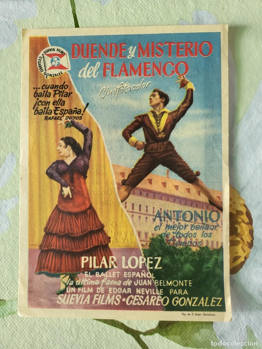 Cine: Antonio / Pilar Lopez programa de mano de la pel&iacute;cula Duende y misterio del Flamenco...