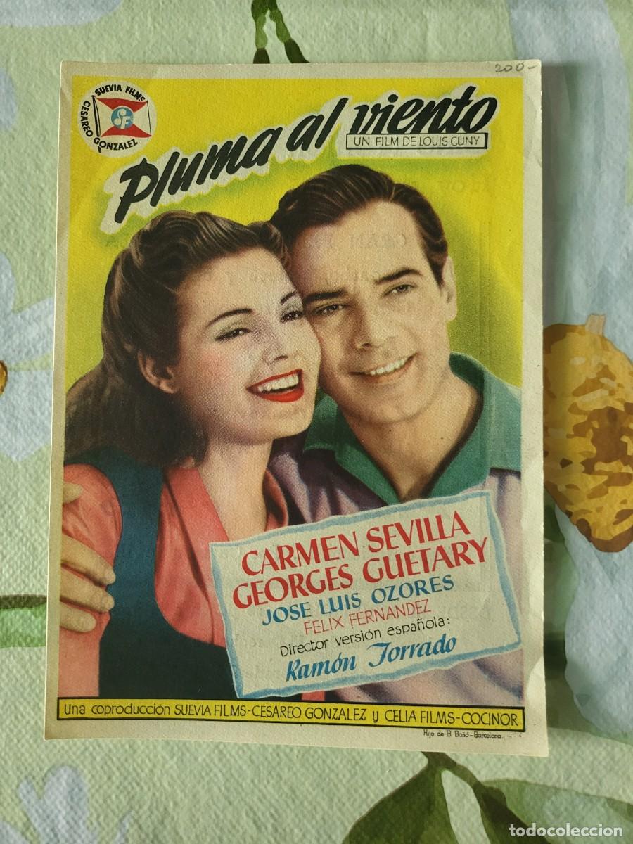 Cine: Carmen Sevilla programa de mano de la pel&iacute;cula Pluma al viento...