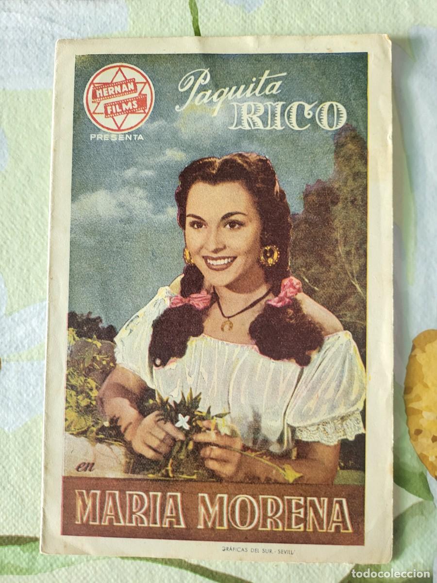 Cine: Paquita Rico programa de mano doble cancionero de la pel&iacute;cula Maria Morena...