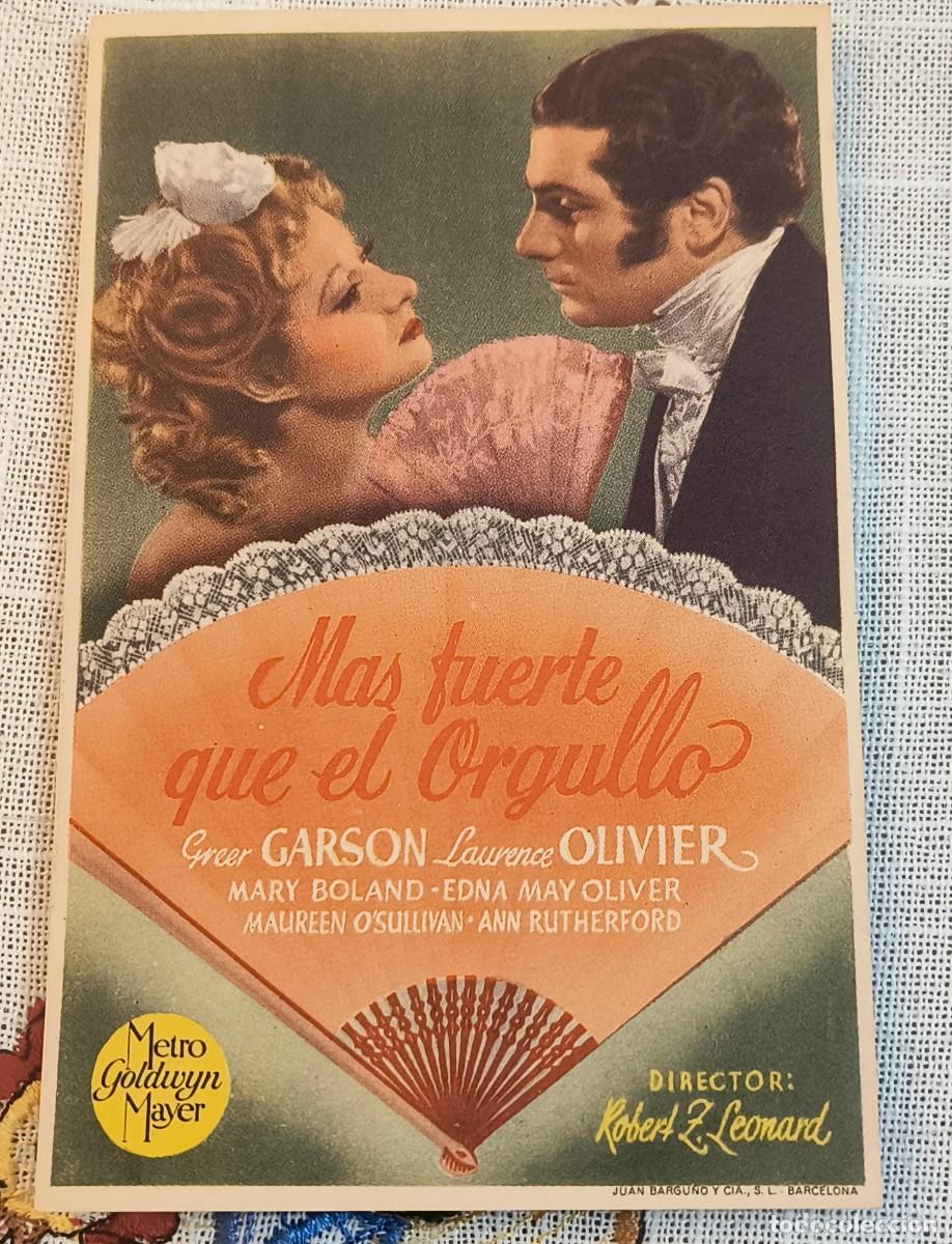 Cine: CINE FOLLETO DE MANO - M&Aacute;S FUERTE QUE EL ORGULLO / GREER GARSON Y LAURENCE OLIVIER