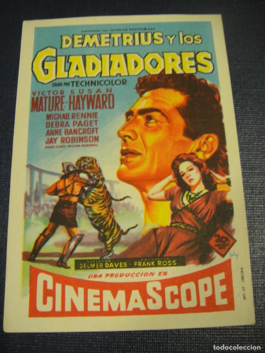 Cine: demetrius y los gladiadores , folleto de mano , publicidad cine kursaal , reus