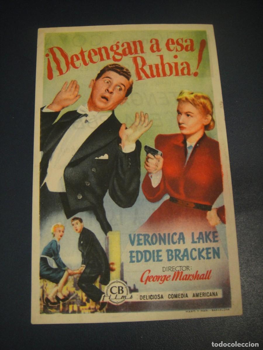 Cine: detengan a esa rubia , folleto de mano , publicidad cine goya , zaragoza