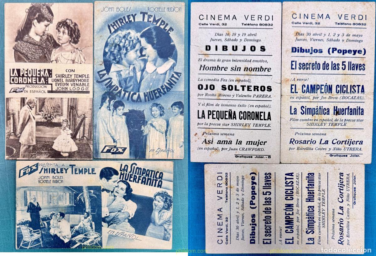 Cine: X3 PROGRAMA DE CINE SHIRLEY TEMPLE LA SIMPATICA HUERFANA LA PEQUE&Ntilde;A CORONELA