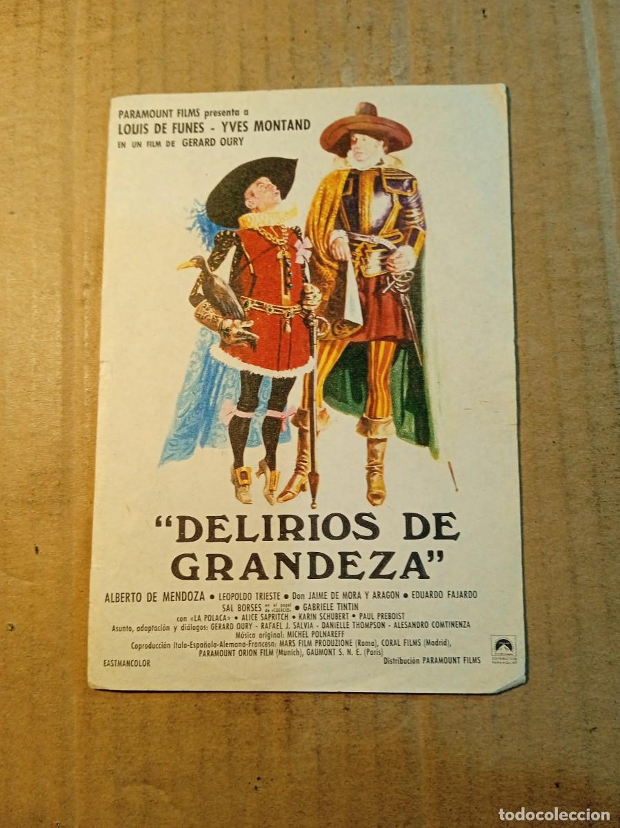 Cine: FOLLETO DE MANO SIN PUBLICIDAD DELIRIOS DE GRANDEZA