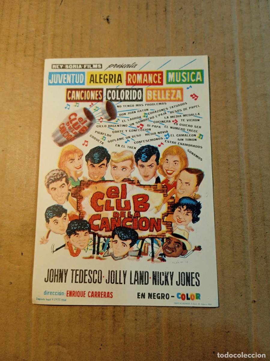 Cine: FOLLETO DE MANO SIN PUBLICIDAD EL CLUB DE LA CANCION