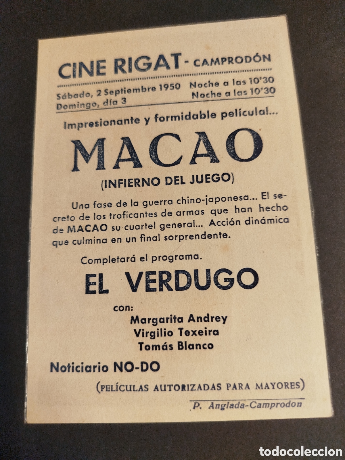 Cine: MACAO (INFIERNO DEL JUEGO) C/P - Foto 2