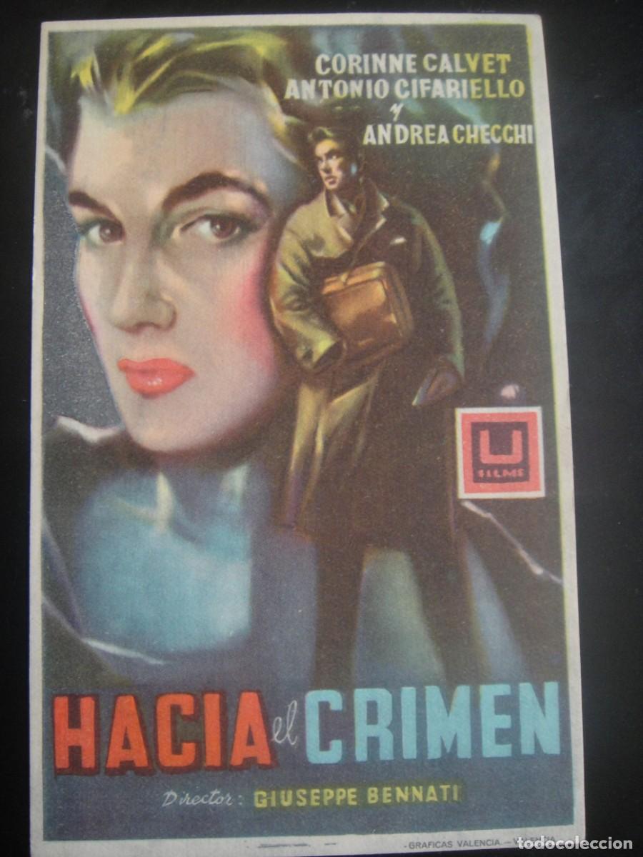 Cine: hacia el crimen , folleto de mano , publicidad cine ateneo