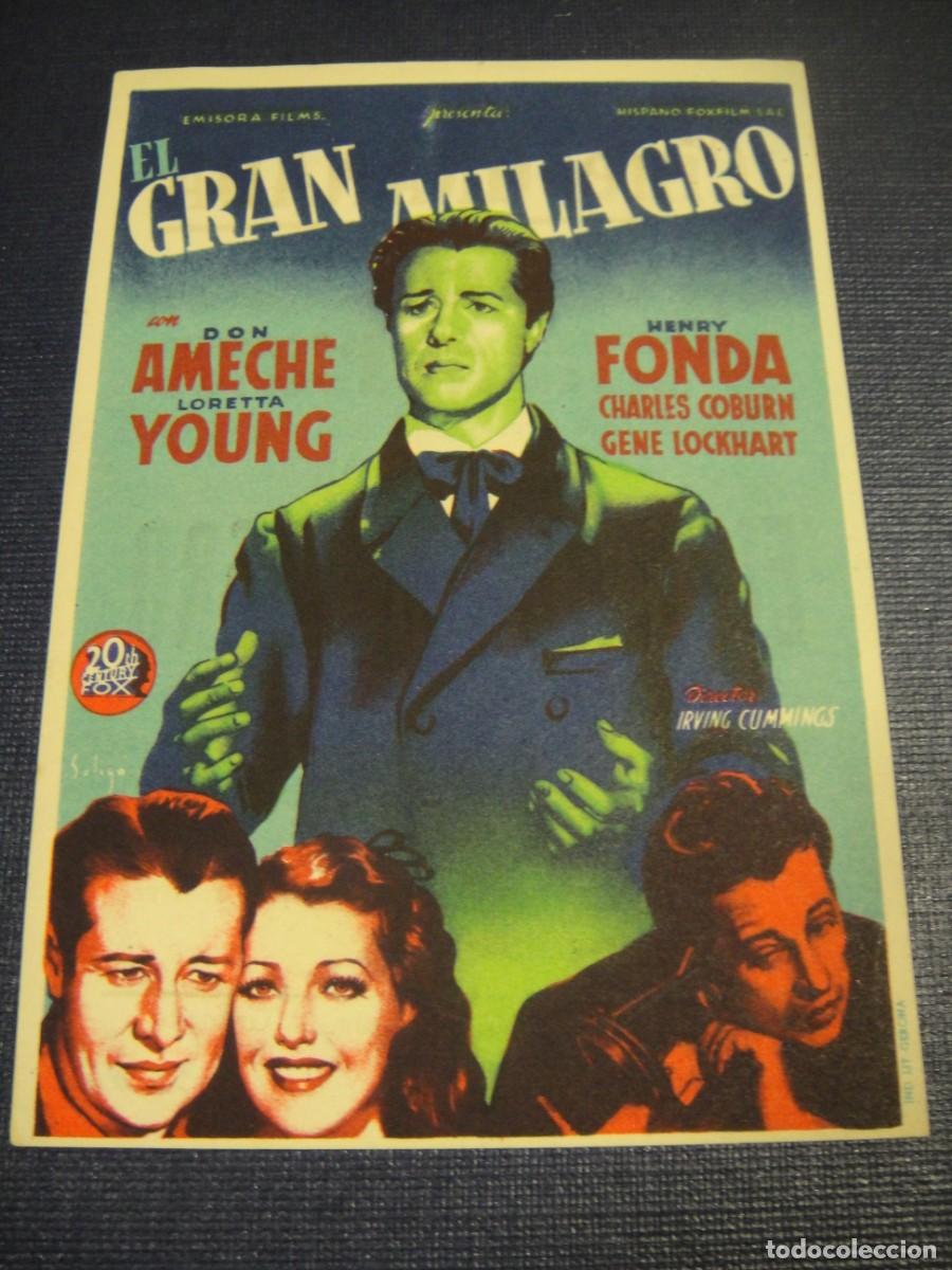 Cine: el gran milagro , folleto de mano , publicidad cine granada , granada