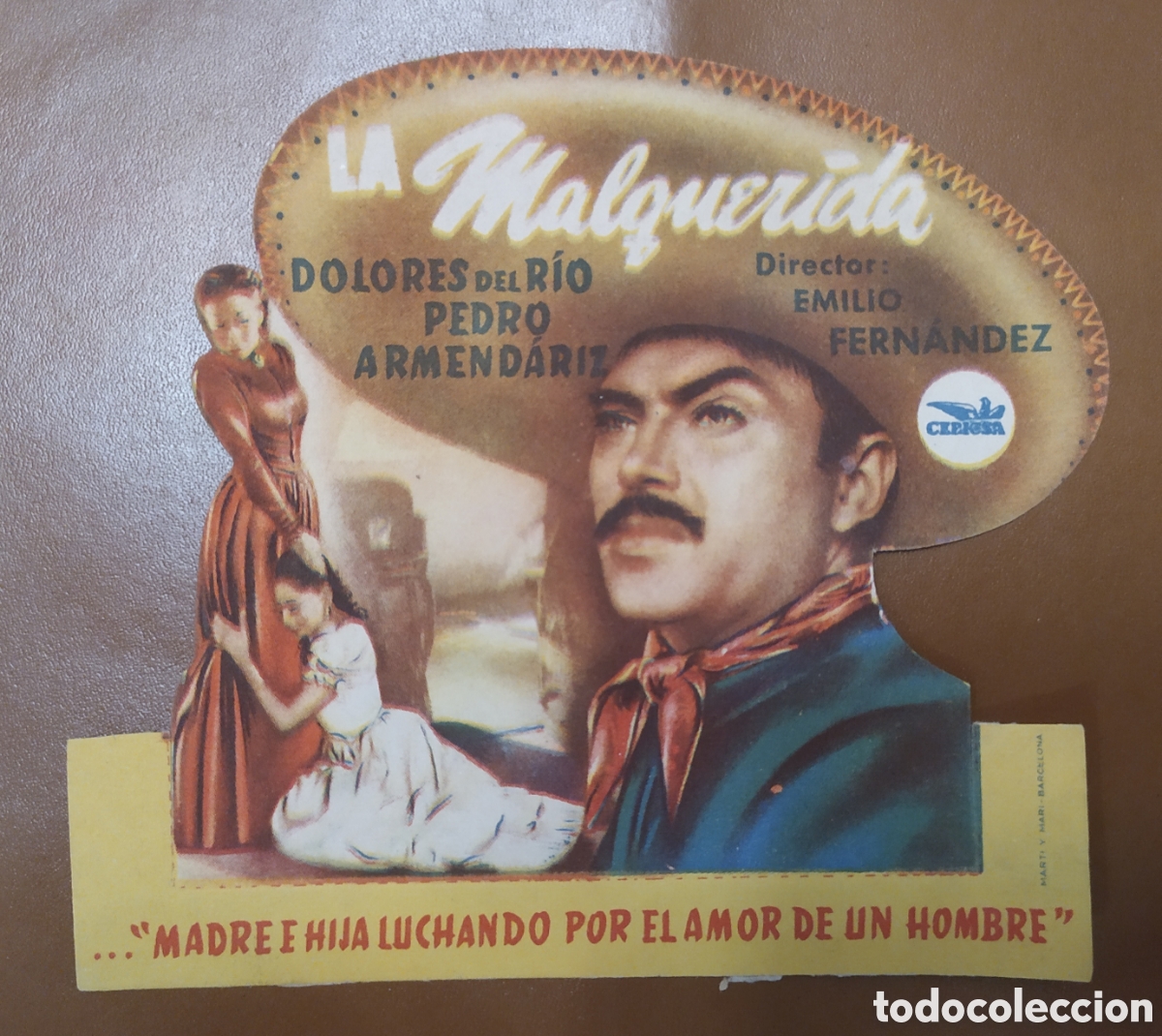 Kino: Folleto de cine troquelado promocional de la pel&iacute;cula mexicana &rdquo;La malquerida&rdquo; de 1949. Dolores del