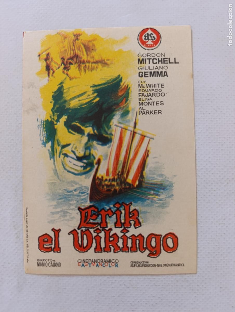 Cine: FOLLETO DE MANO - ERIK EL VIKINGO - GORDON MITCHELL, GIULIANO GEMMA - SIN PUBLICIDAD (149F)