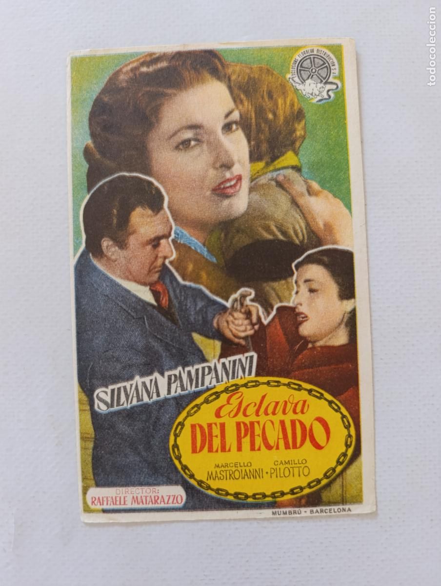 Cine: FOLLETO DE MANO - ESCLAVA DEL PECADO - SILVANA PAMPANINI - SIN PUBLICIDAD (149F)