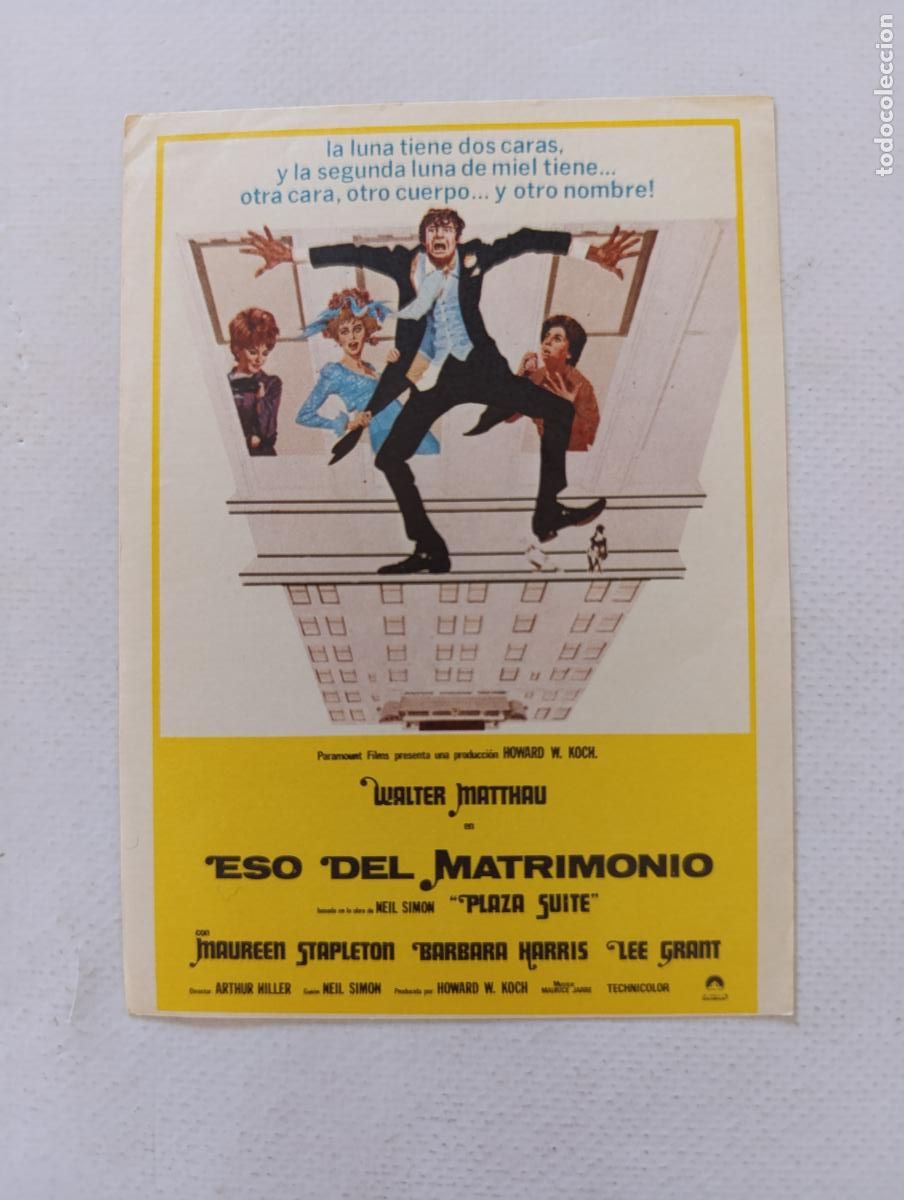Cine: FOLLETO DE MANO - ESO DEL MATRIMONIO - WALTER MATTHAU - SIN PUBLICIDAD (149F)
