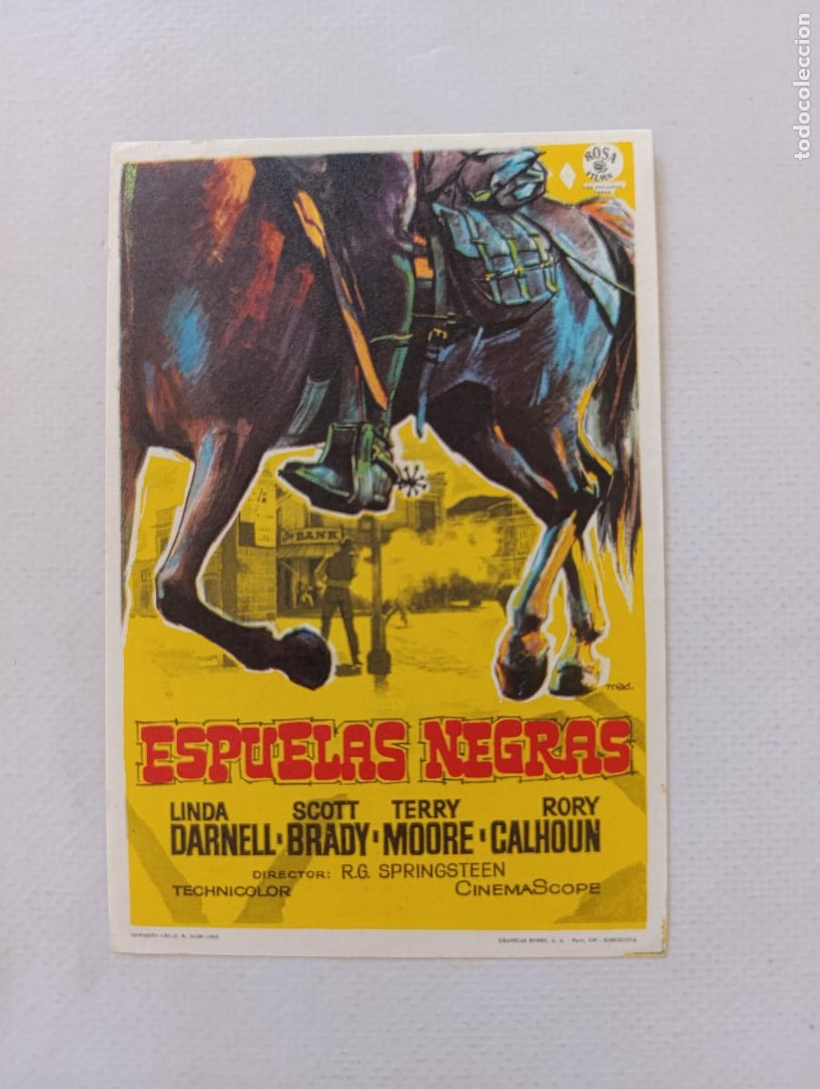 Cine: FOLLETO DE MANO - ESPUELAS NEGRAS - LINDA DARNELL, SCOTT BRADY (149K)