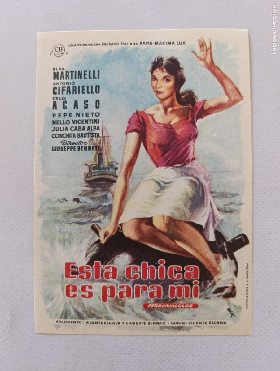 Cine: FOLLETO DE MANO - ESTA CHICA ES PARA MI - ELSA MARTINELLI - SIN PUBLICIDAD (149K)