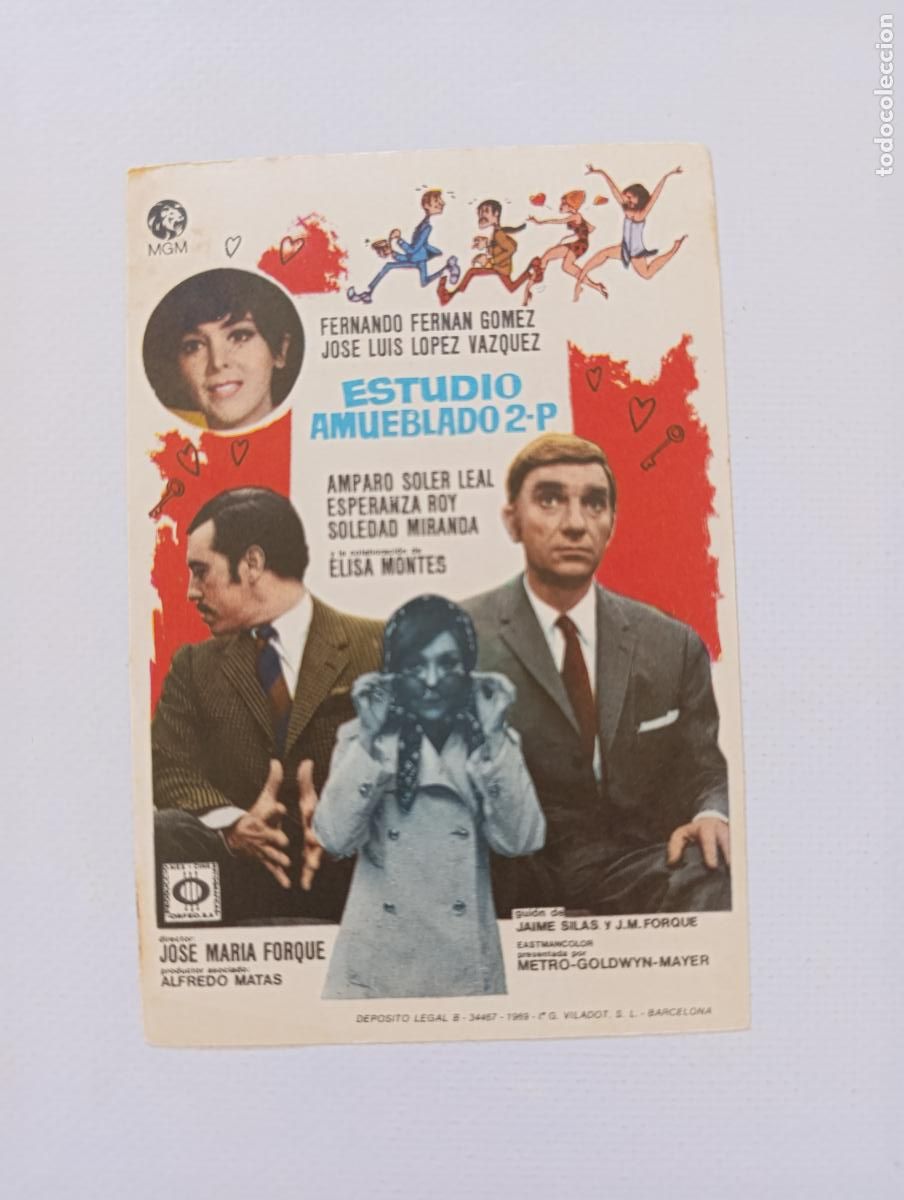 Cine: FOLLETO DE MANO - ESTUDIO AMUEBLADO 2-P - FERNANDO FERNAN GOMEZ - SIN PUBLICIDAD (149K)