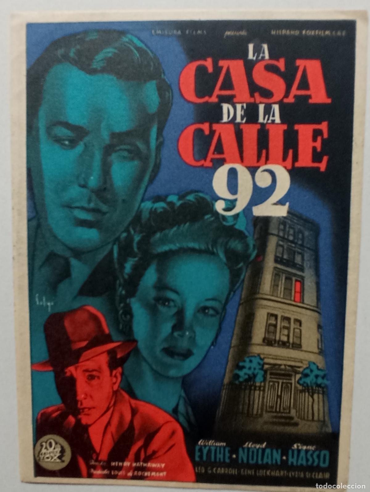 Cine: PROGRAMA DE CINE. LA CASA DE LA CALLE 92. PORTADA DE SOLIG&Oacute;. - Foto 1