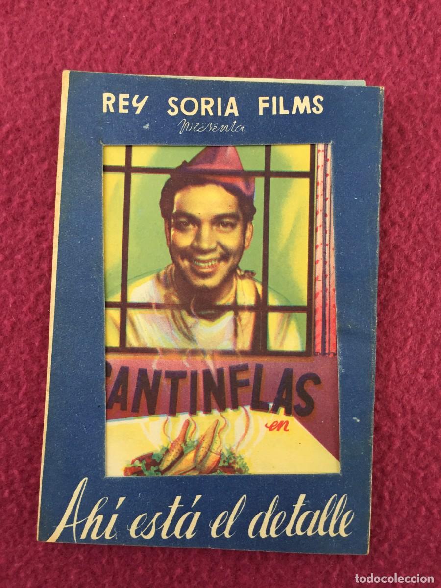 Cine: Cantinflas. Ah&iacute; est&aacute; el detalle. Folleto troquelado. Tr&iacute;ptico, Con publicidad
