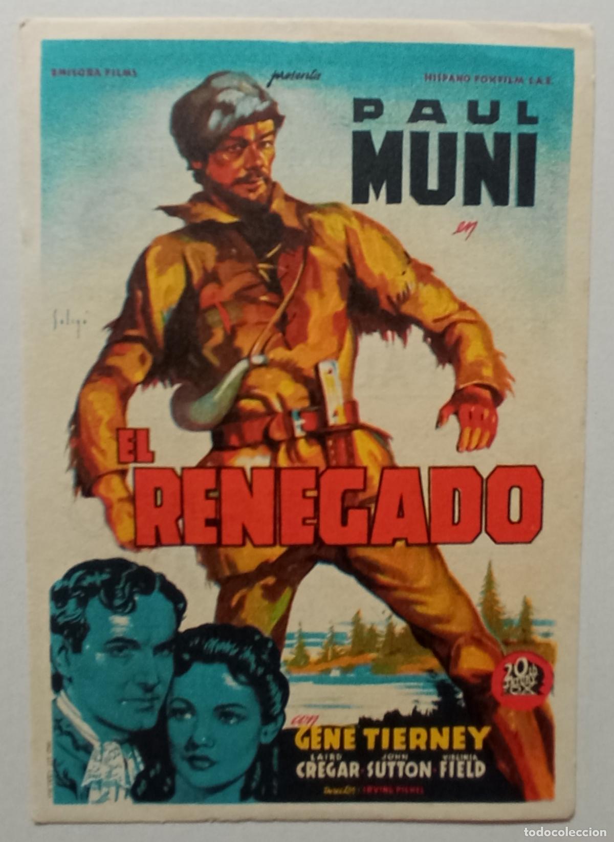 Cine: PROGRAMA DE CINE. PAUL MUNI. EL RENEGADO. DIBUJO DE SOLIG&Oacute;. CINE CUY&Aacute;S. LAS PALMAS