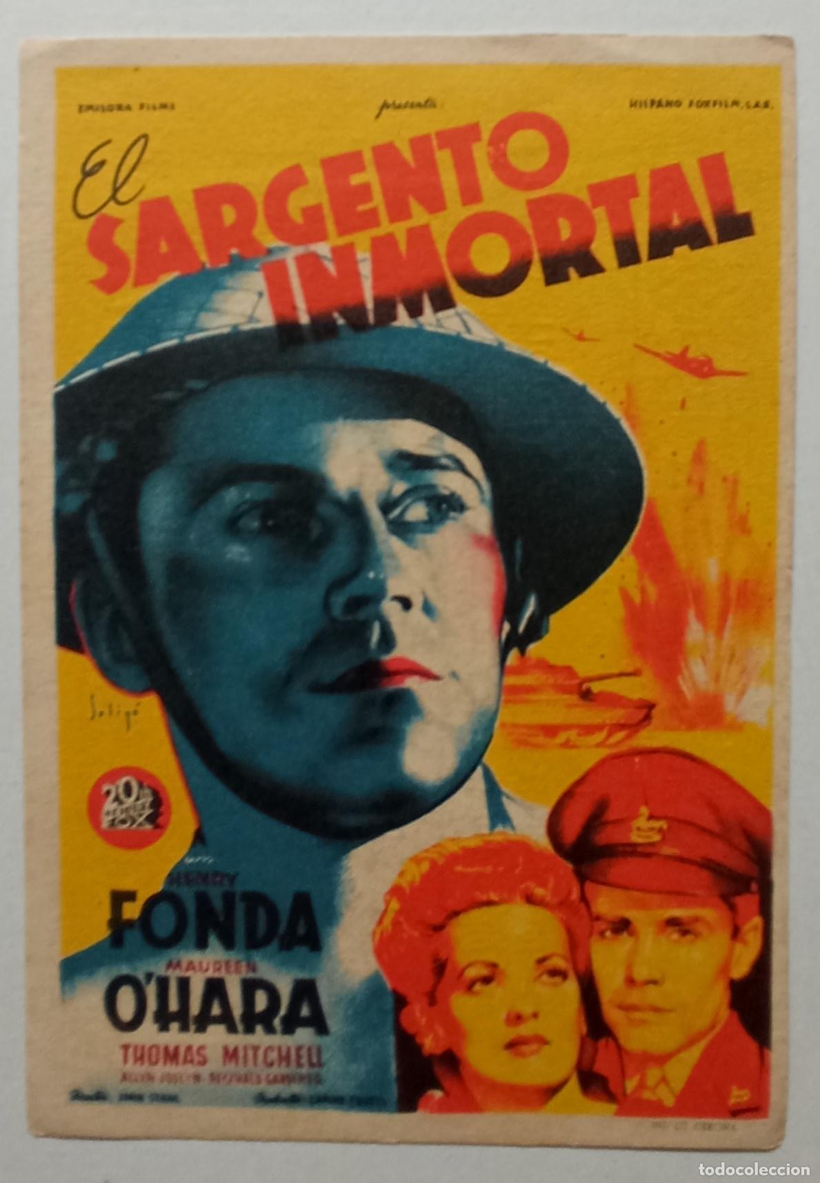 Cine: PROGRAMA DE CINE. HENRY FONDA. EL SARGENTO INMORTAL. DIBUJO DE SOLIG&Oacute;. CINE AVELLANEDA. LAS PALMAS