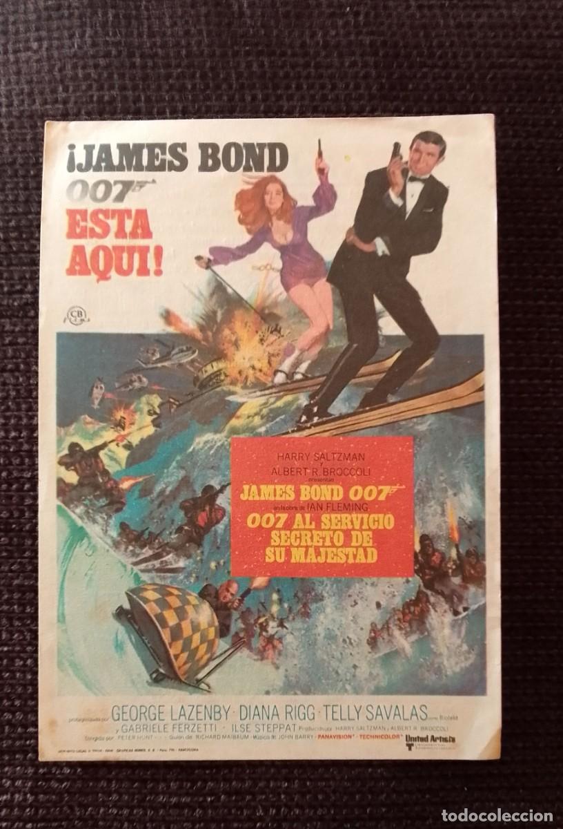 Cine: PROGRAMA DE CINE. JAMES BOND. 007 AL SERVICIO SECRETO DE SU MAJESTAD. CINE LAS VEGAS. DE MANO.