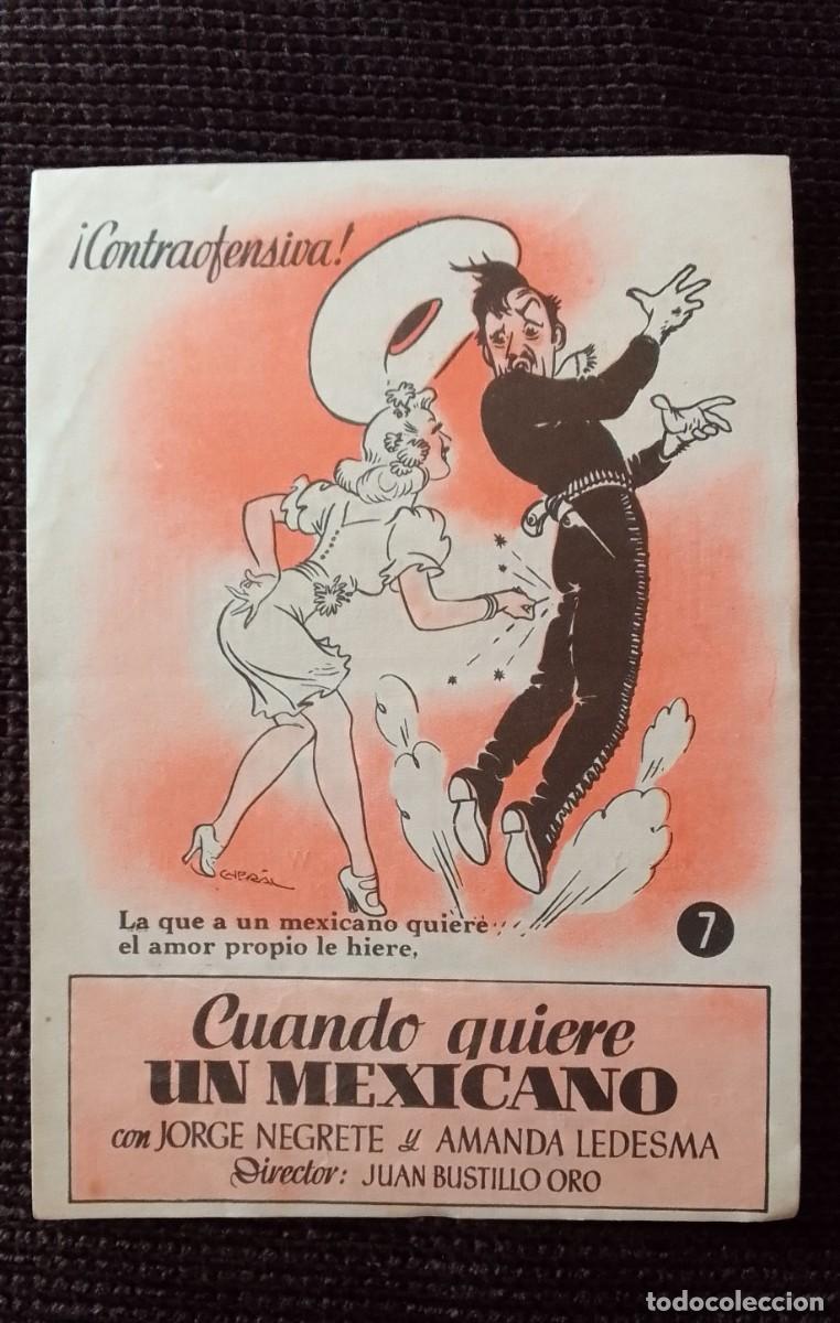 Cine: PROGRAMA DE CINE. CUANDO QUIERE UN MEXICANO. 7. JORGE NEGRETE. CINE SALUD. DE MANO.