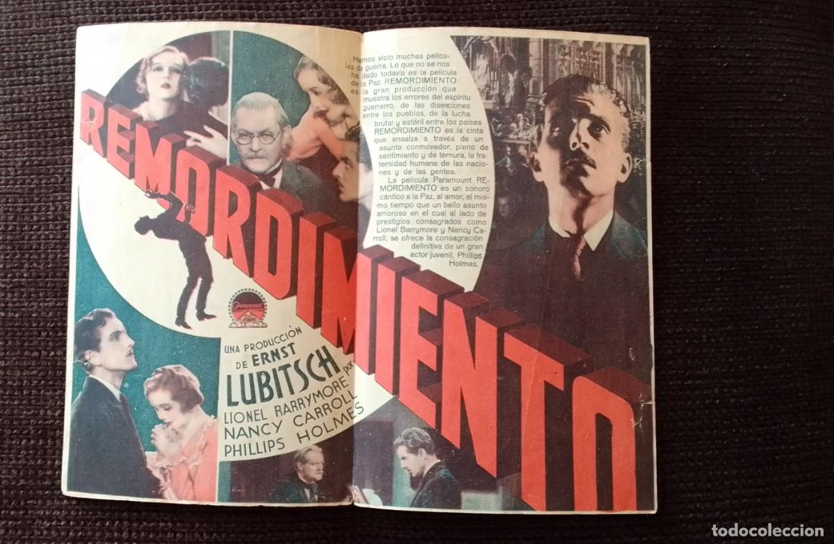 Cine: PROGRAMA DE CINE. REMORDIMIENTO. DOBLE. ERNST LUBITSCH. PARAMOUNT. PALACIO DEL SOL. DENIA. DE MANO. - Foto 4