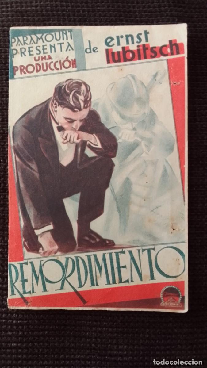 Cine: PROGRAMA DE CINE. REMORDIMIENTO. DOBLE. ERNST LUBITSCH. PARAMOUNT. PALACIO DEL SOL. DENIA. DE MANO. - Foto 1