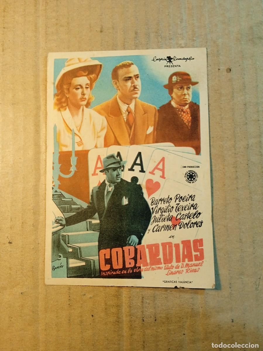 Cine: FOLLETO DE MANO CON PUBLICIDAD COBARDIAS