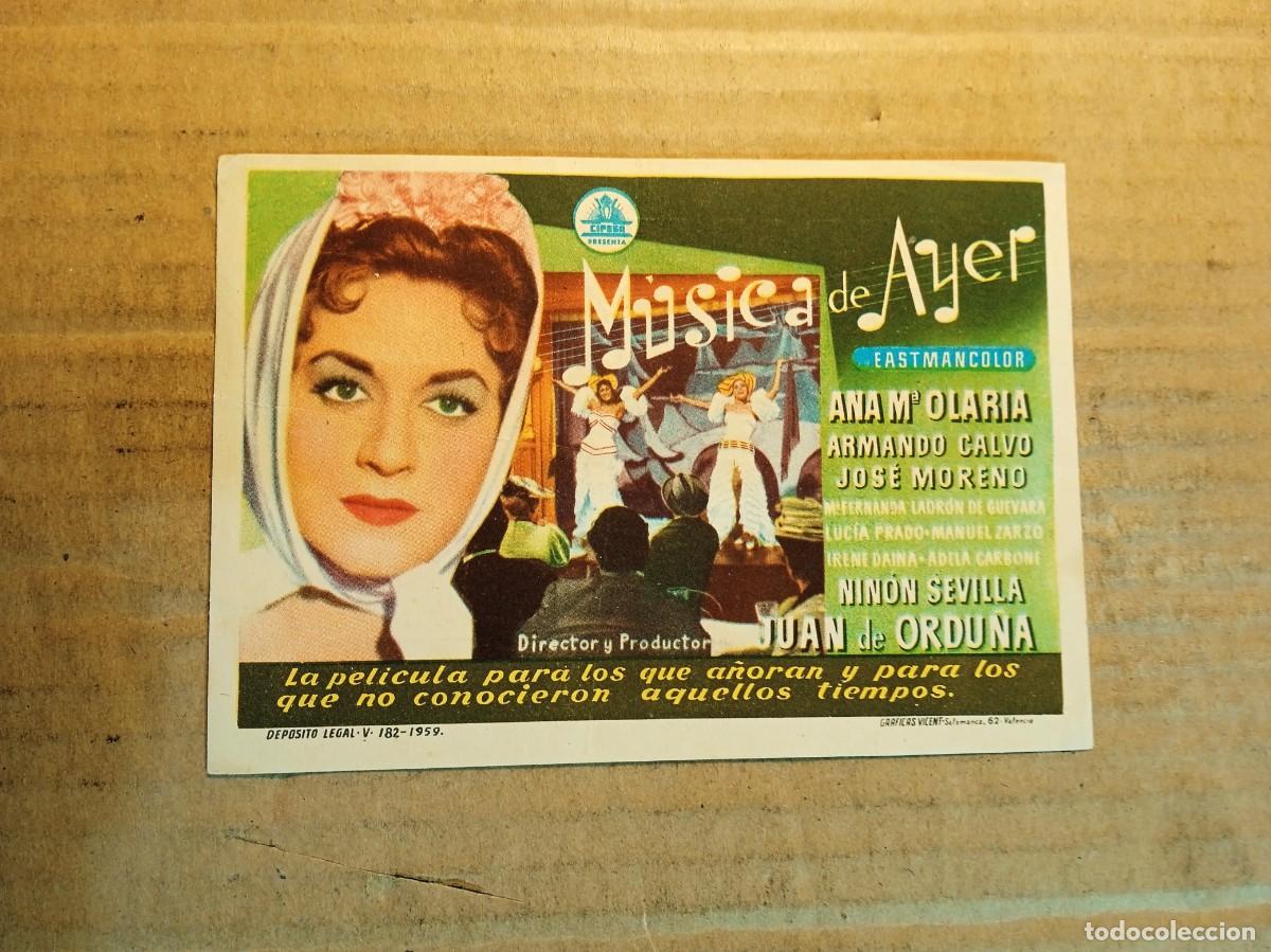 Cine: FOLLETO DE MANO CON PUBLICIDAD MUSICA DE AYER