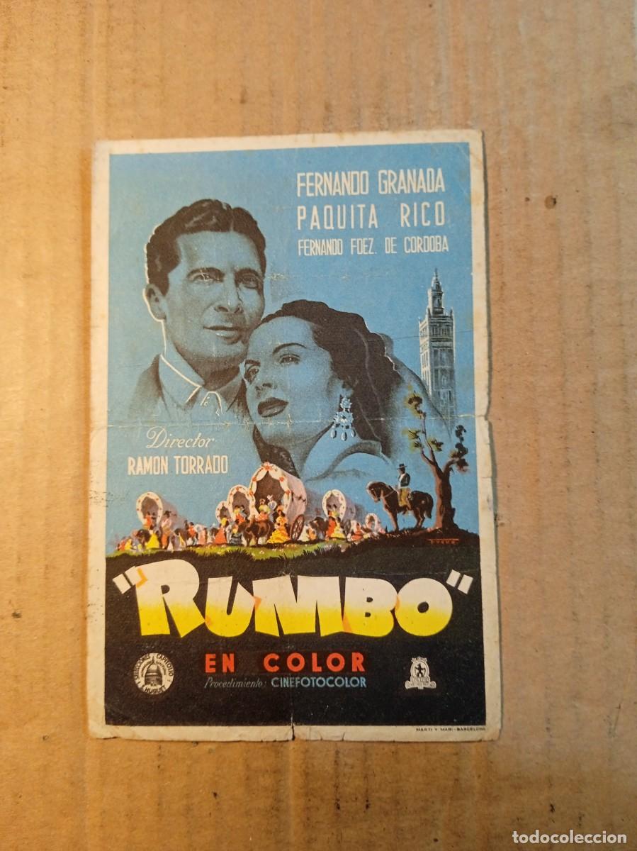Cine: FOLLETO DE MANO CON PUBLICIDAD RUMBO
