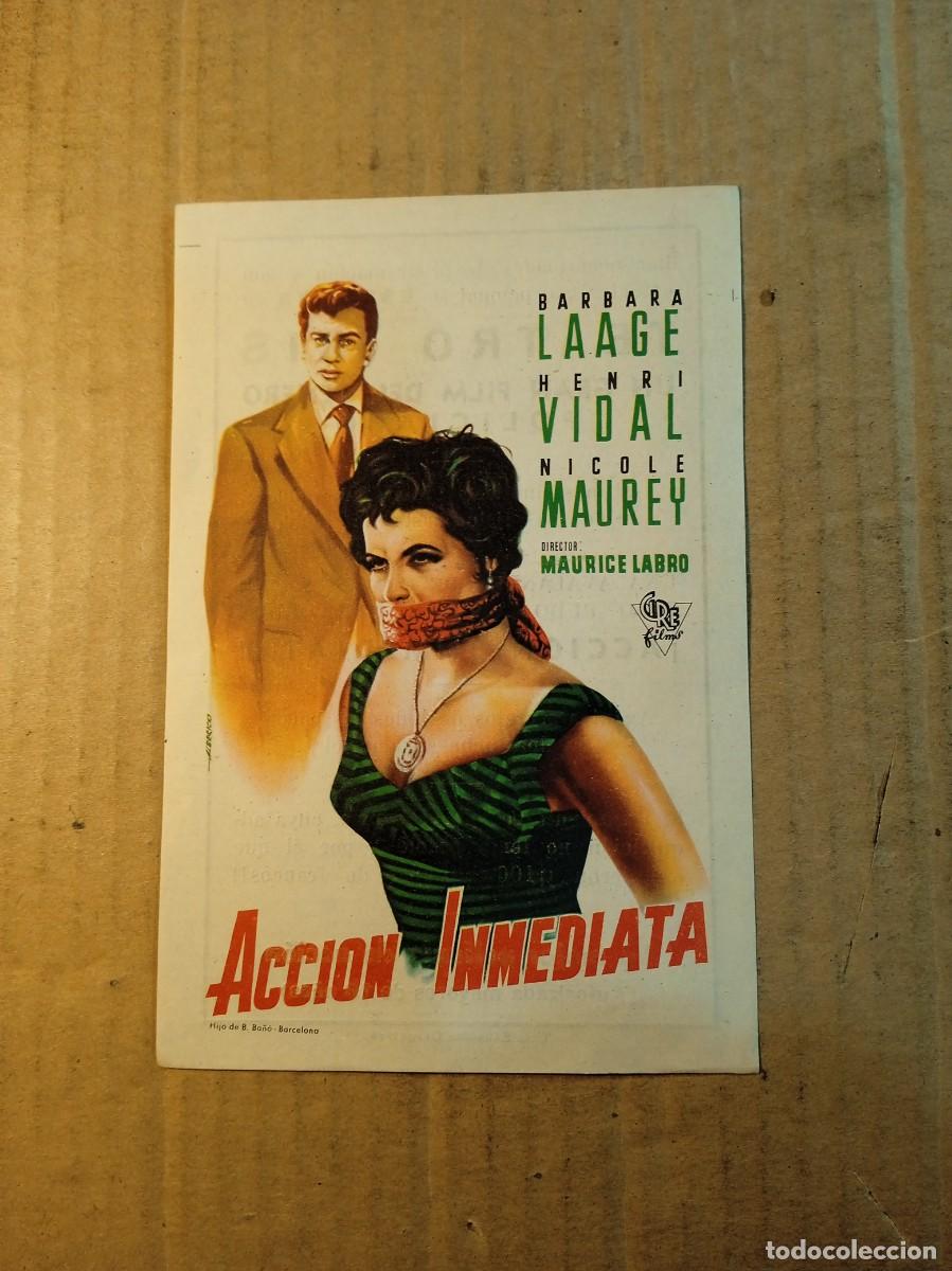 Cine: FOLLETO DE MANO CON PUBLICIDAD ACCION INMEDIATA