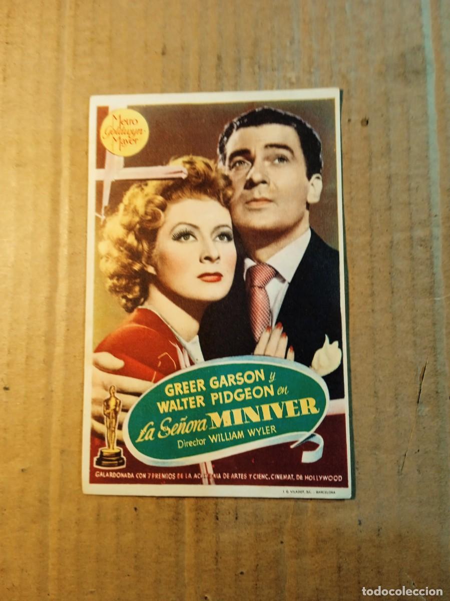 Cine: FOLLETO DE MANO CON PUBLICIDAD LA SE&Ntilde;ORA MINIVER