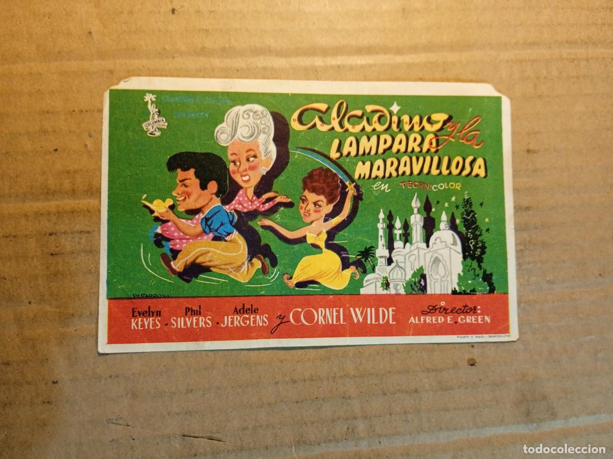 Cine: FOLLETO DE MANO CON PUBLICIDAD ALADINO Y LA LAMPARA MARAVILLOSA