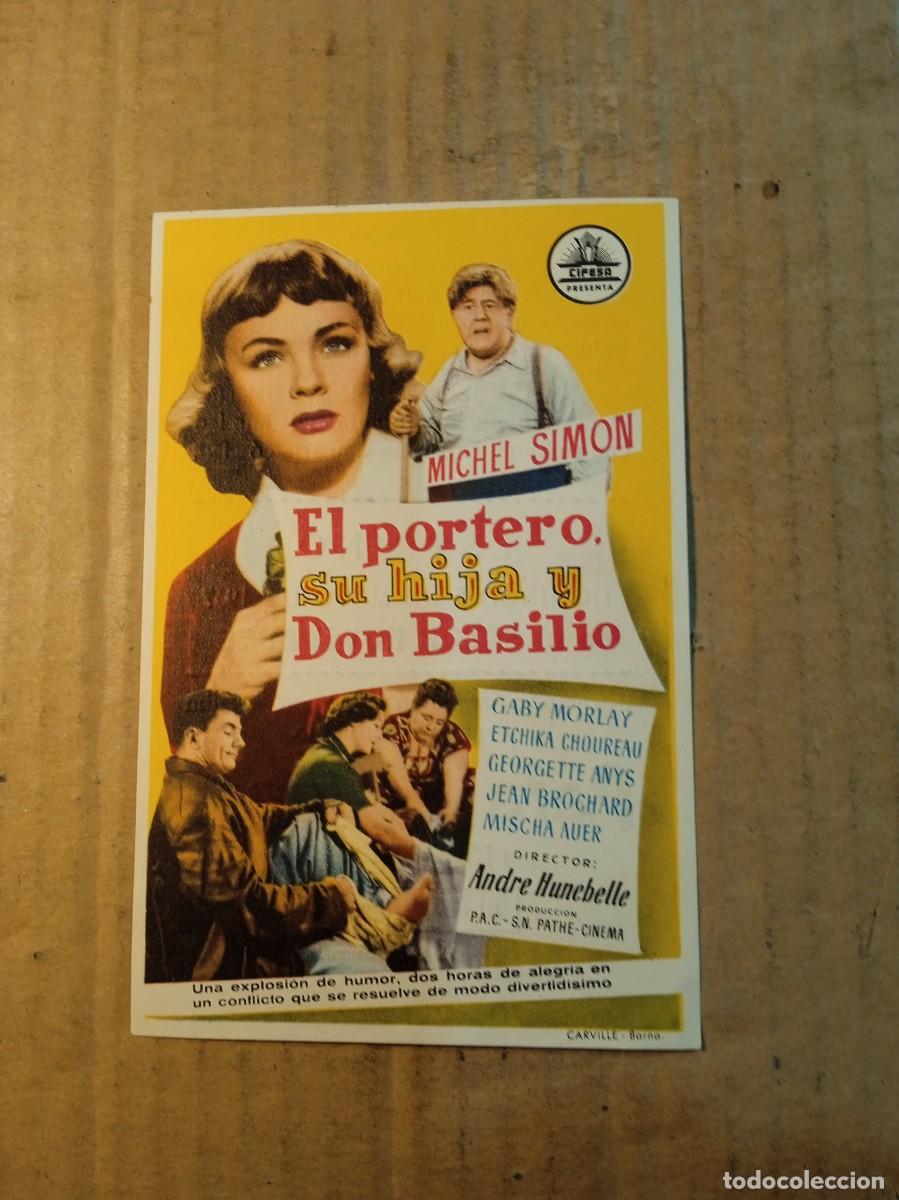 Cine: FOLLETO DE MANO CON PUBLICIDAD EL PORTERO SU HIJA Y DON BASILIO