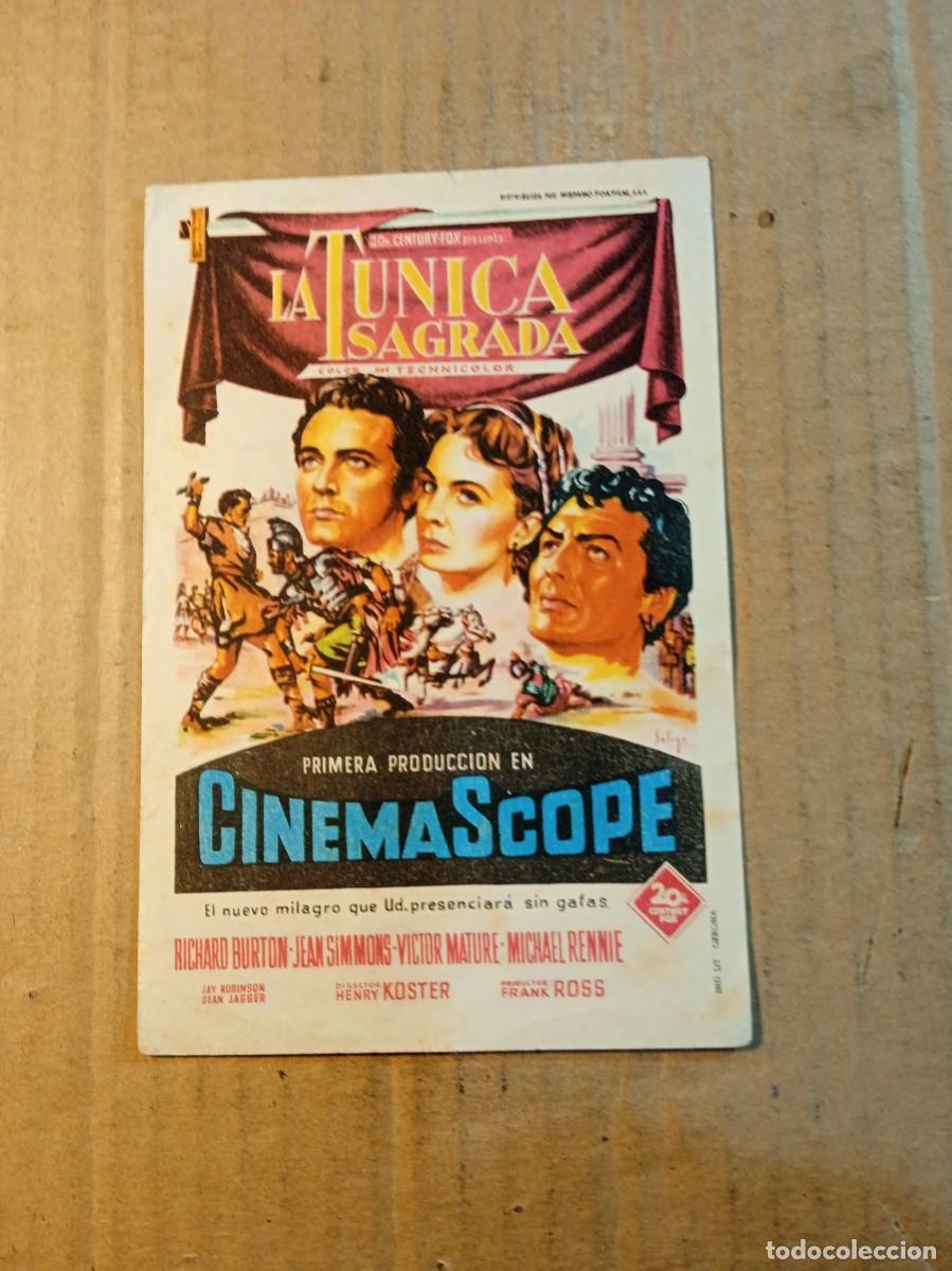 Cine: FOLLETO DE MANO CON PUBLICIDAD LA TUNICA SAGRADA