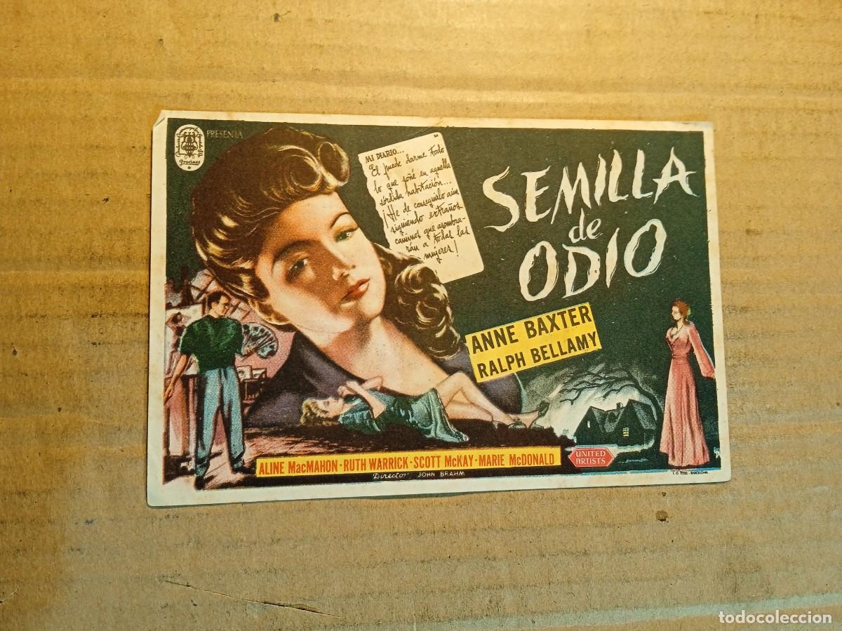Cine: FOLLETO DE MANO CON PUBLICIDAD SEMILLA DE ODIO