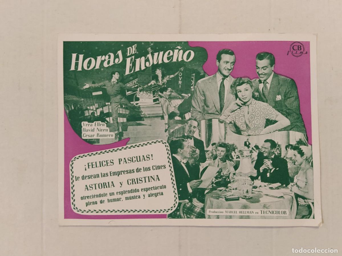 Cine: HORAS DE ENSUE&Ntilde;O - PROGRAMA DE CINE - ALMACENES EL SIGLO , BARCELONA -(K-15.433)