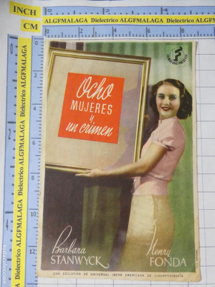 Cine: PROGRAMA DE MANO. PEL&Iacute;CULA OCHO MUJERES Y UN CRIMEN. PUBLICIDAD CINE ECHEGARAY M&Aacute;LAGA 1944. 217