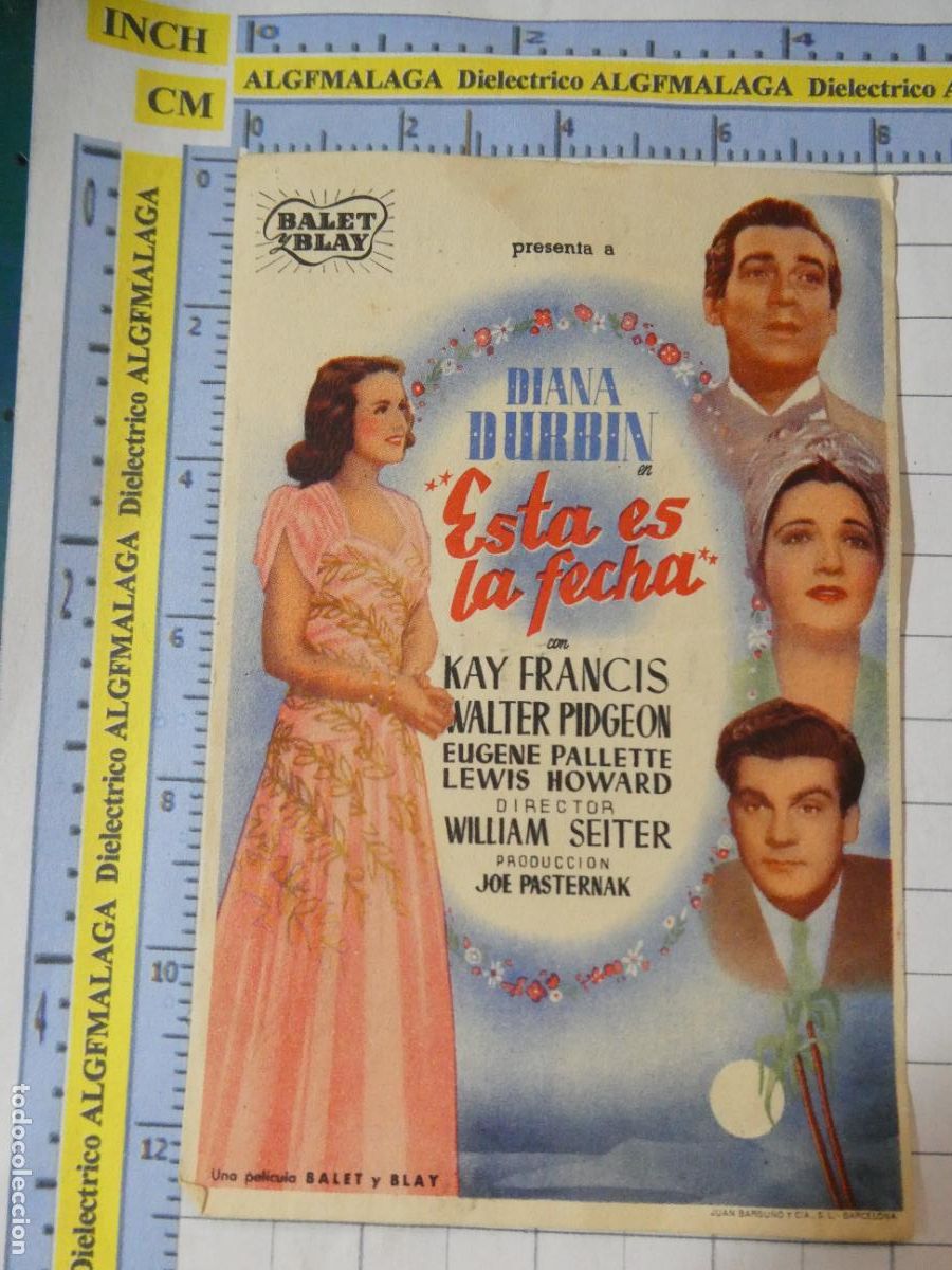 Cine: PROGRAMA DE MANO. PEL&Iacute;CULA ESTA ES LA FECHA. PUBLICIDAD CINE ECHEGARAY M&Aacute;LAGA. 225