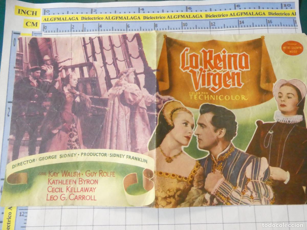 Foglietti di film di film antichi di cinema: PROGRAMA DE MANO. PEL&Iacute;CULA LA REINA VIRGEN. PUBLICIDAD CINE GRAN ALB&Eacute;NIZ M&Aacute;LAGA. 232