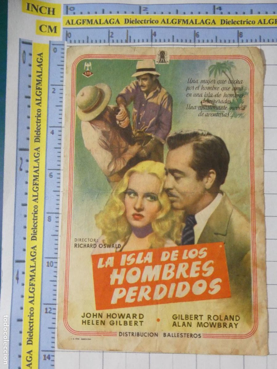 Foglietti di film di film antichi di cinema: PROGRAMA DE MANO. PEL&Iacute;CULA LA ISLA DE LOS HOMBRES PERDIDOS. PUBLICIDAD CINE ECHEGARAY M&Aacute;LAGA. 234