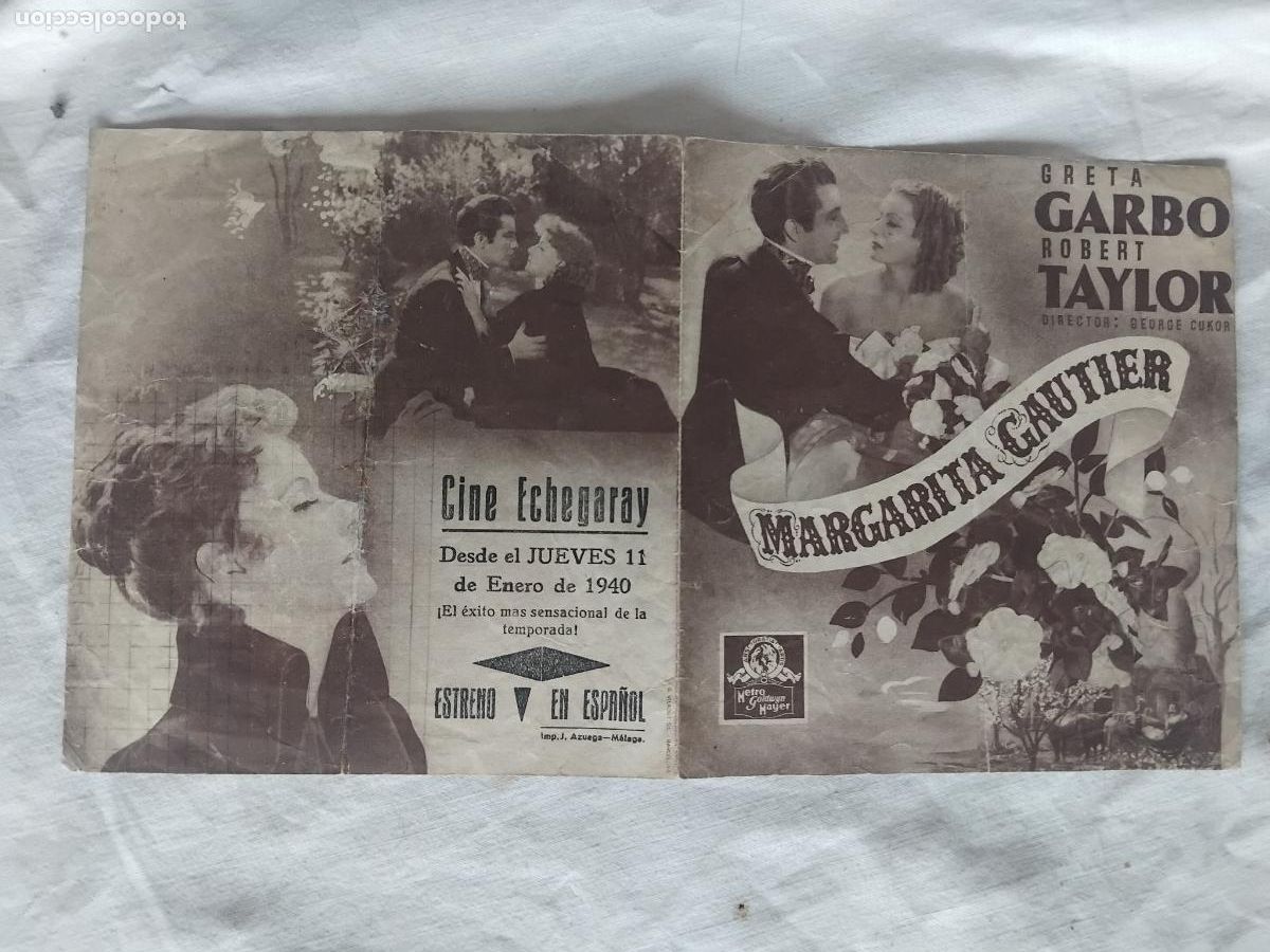Cine: PROGRAMA DE CINE DOBLE. MARGARITA GAUTIER. GRETA GARBO. CINE ECHEGARAY 1940.