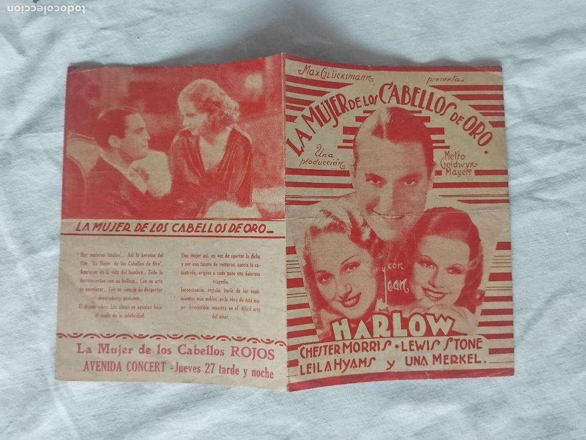 Cine: PROGRAMA DE CINE DOBLE. LA MUJER DE LOS CABELLOS DE ORO. JEAN HARLOW. AVENIDA CONCERT.